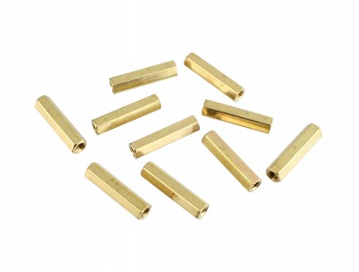 Espaçador Metálico Sextavado de Bronze M3 x 20mm PCB - Fêmea x Fêmea - Kit com 10 unidades - Imagem 1