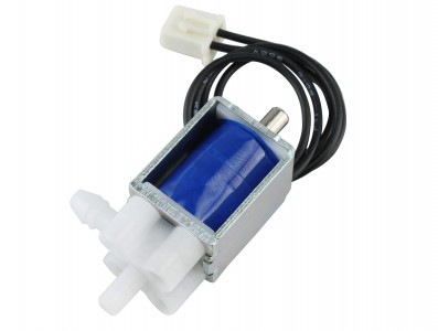 Mini V&aacute;lvula Solenoide 3 Vias NA/NF para Ar, G&aacute;s e &Aacute;gua 5&ndash;6V &ndash; Pulso 12V - Imagem 1