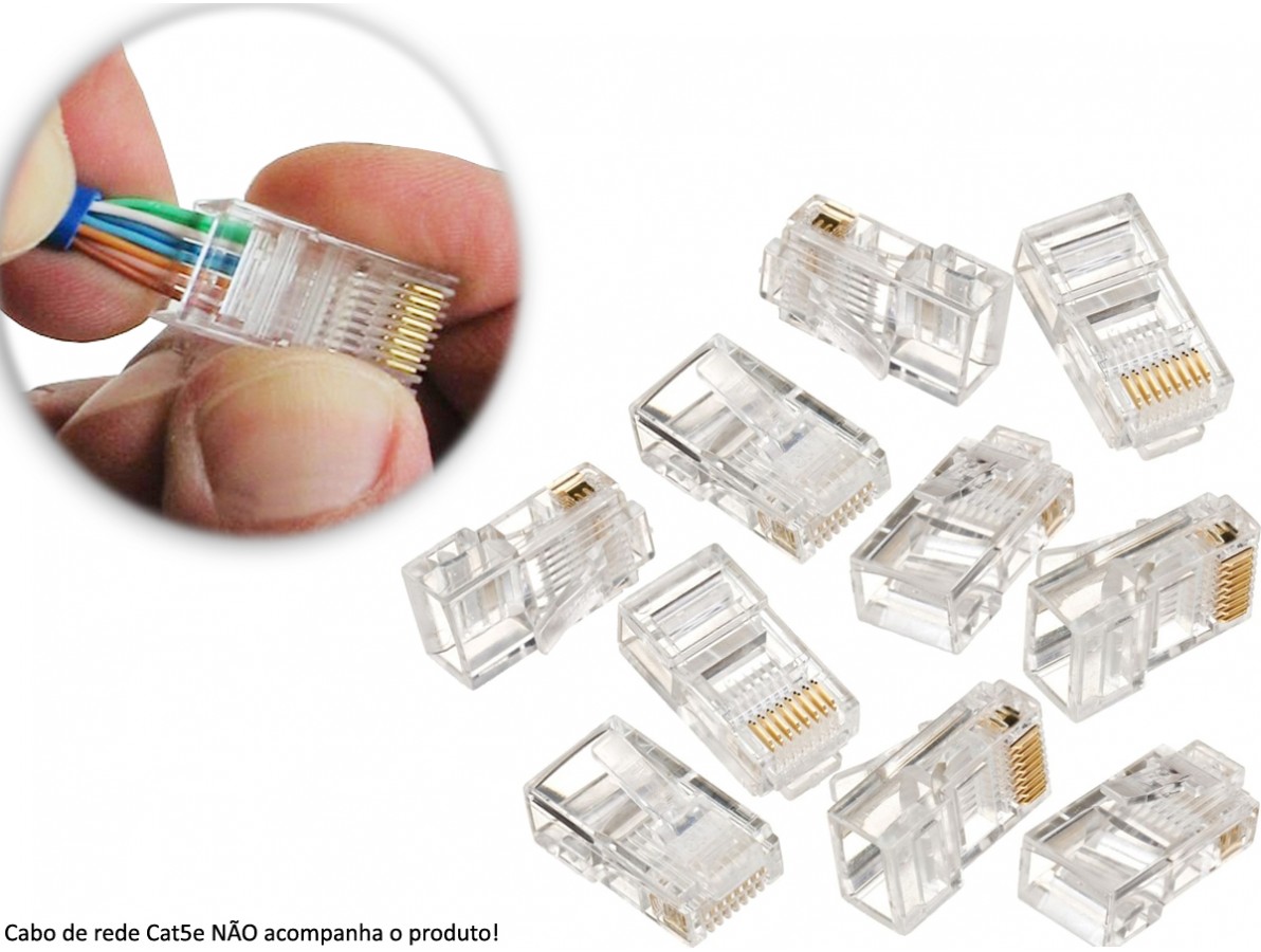 Conectores RJ45 Lite - Kit com 10 unidades - Usinainfo