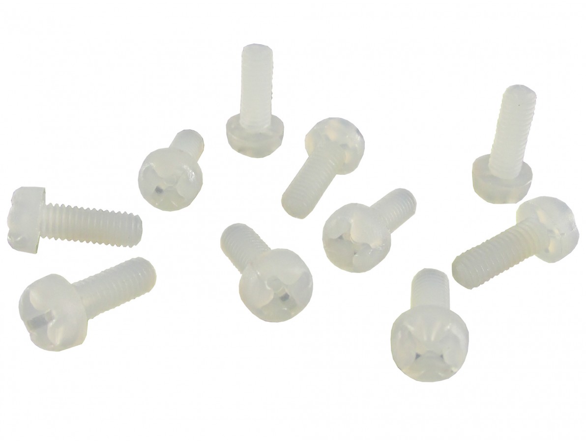 Parafuso Plástico em Nylon M3 x 8mm Phillips (Branco) - Kit com 10 unidades