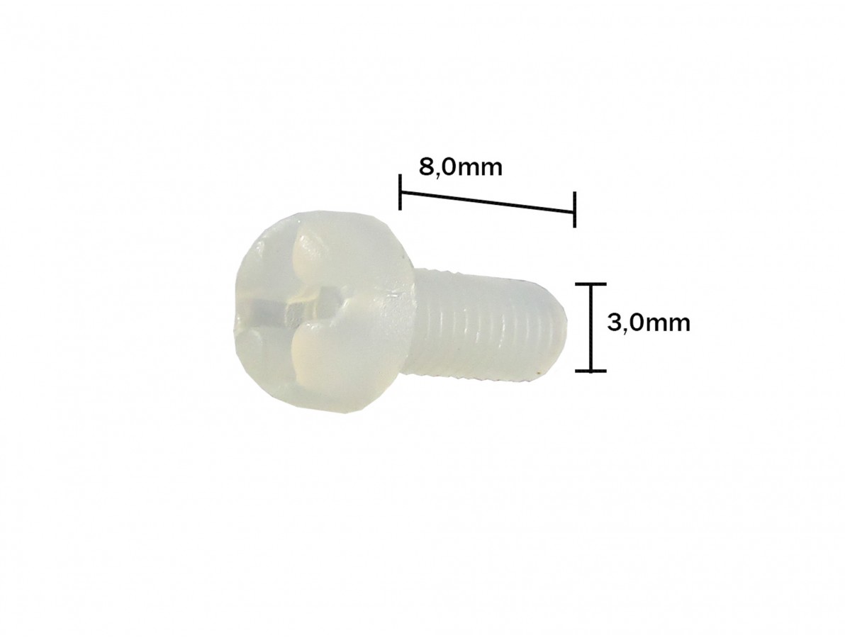 Parafuso Plástico em Nylon M3 x 8mm Phillips (Branco) - Kit com 10 unidades- Imagem 3