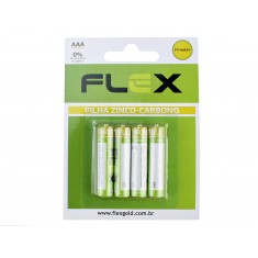Pilha AAA 1,5V Zinco-Carbono Flex - Kit com 4 unidades