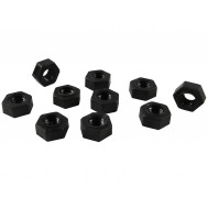 Porca Plástica Sextavada em Nylon M3 x 5.5mm - Kit com 10 unidades (Preta)