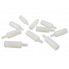 Parafuso Espaçador Plástico Sextavado em Nylon 15mm + 6mm M3 PCB - Macho x Fêmea - Kit com 10 unidades