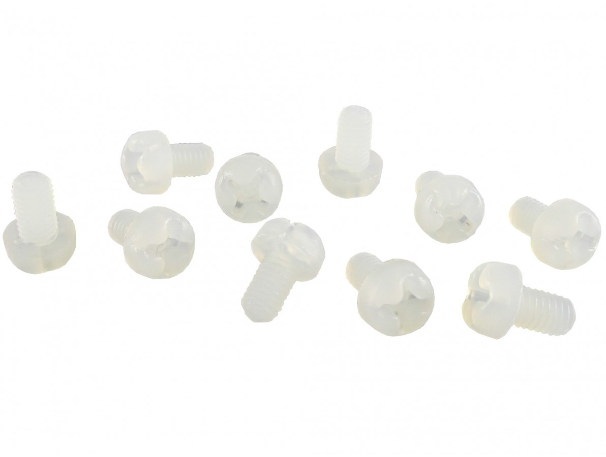 Parafuso Plástico em Nylon M3 x 5mm Phillips (Branco) - Kit com 10 unidades