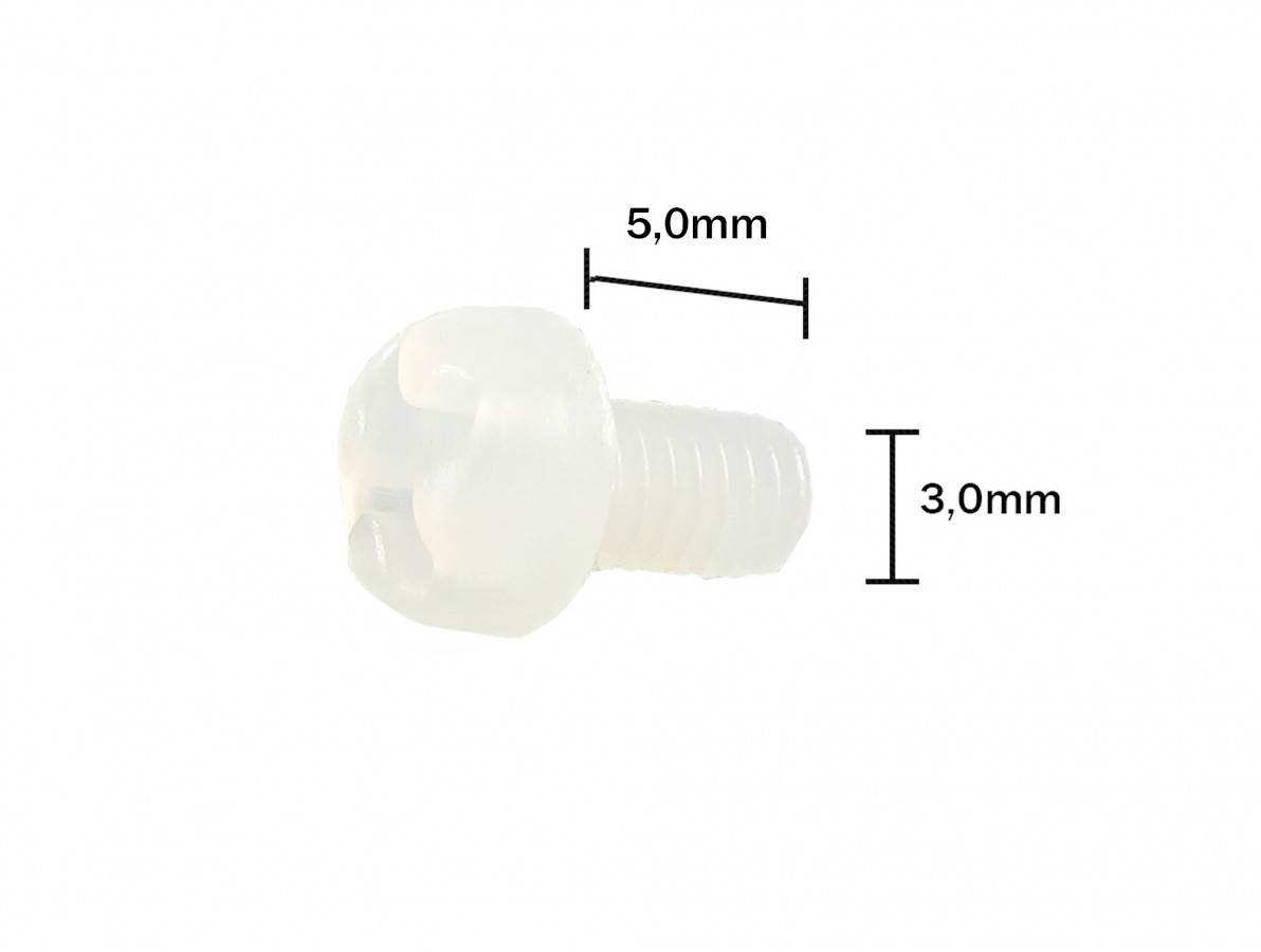 Parafuso Plástico em Nylon M3 x 5mm Phillips (Branco) - Kit com 10 unidades- Imagem 3