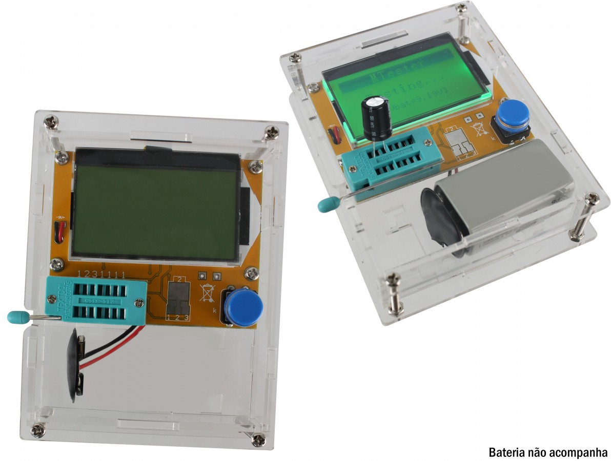 Medidor de ESR / Testador Universal de Componentes Eletrônicos LCR-T4 + Case Acrílica