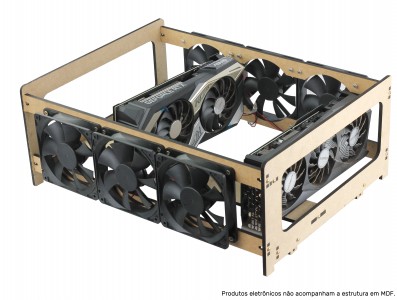 Extensor para Rig de Minera&ccedil;&atilde;o RM4G6F V3 com 4 GPUs e 6 Fans MDF 6mm + Manual de Montagem - Imagem 2