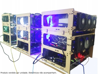 Estrutura para Rig de Minera&ccedil;&atilde;o 8 GPUs e 12 Fans MDF 6mm RM8G12F V3 - Imagem 4
