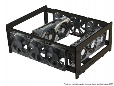 Extensor para Rig de Minera&ccedil;&atilde;o RM4G6F V3 Preta com 4 GPUs e 6 Fans MDF 6mm + Manual de Montagem - Imagem 2