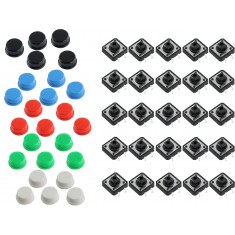 Kit Push Button 12x12 com Capas Coloridas 25 Unidades
