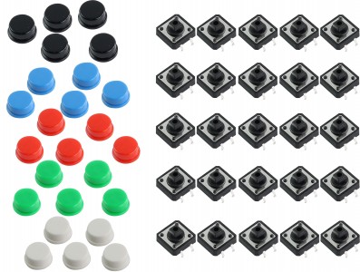 Kit Push Button 12x12 com Capas Coloridas 25 Unidades - Imagem 1