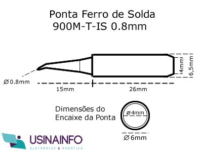 Ponta para Ferro de Solda tipo Curva 0,8mm - 900M T IS