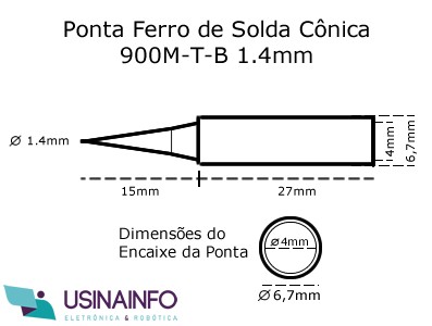 Editar: Ponta para Ferro de Solda Tipo Cônica 1,4mm - 900M T B - [1027163]