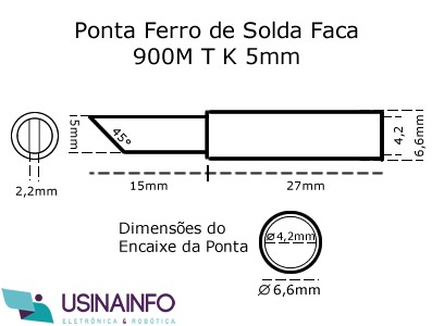 Ponta para Ferro de Solda Tipo Faca 5mm - 900M T K - [1027174]