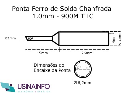 Ponta para Ferro de Solda Tipo Chanfrada 1.0mm - 900M T IC