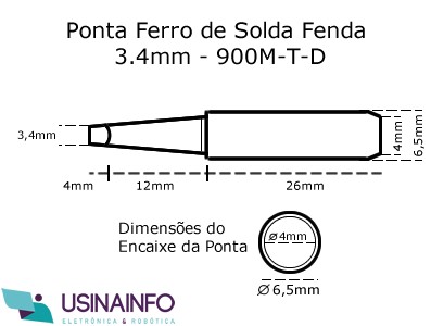 Ponta para Ferro de Solda Tipo Fenda 3.4mm - 900M-T-D - [1027191]