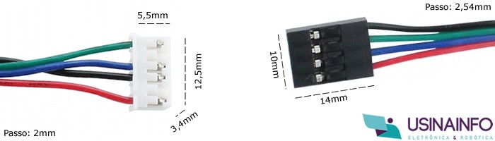 Cabo para Motor de Passo da Impressora 3D Conector Jumper 4 / JST 6 com 4 Vias - [1027212]