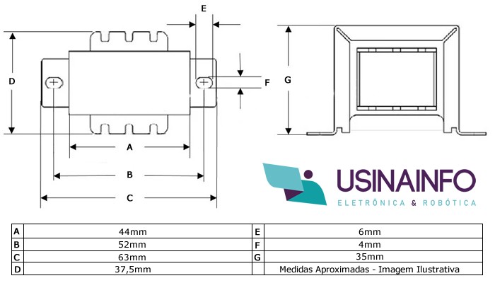 Transformador / Trafo 12V / 500mA (BIVOLT) - Uso Geral - [1027222]