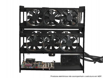 Rig de Minera&ccedil;&atilde;o para 8 GPUs e 12 Fans MDF 6mm RM8G12F V3 Preta + Manual de Montagem - Imagem 3