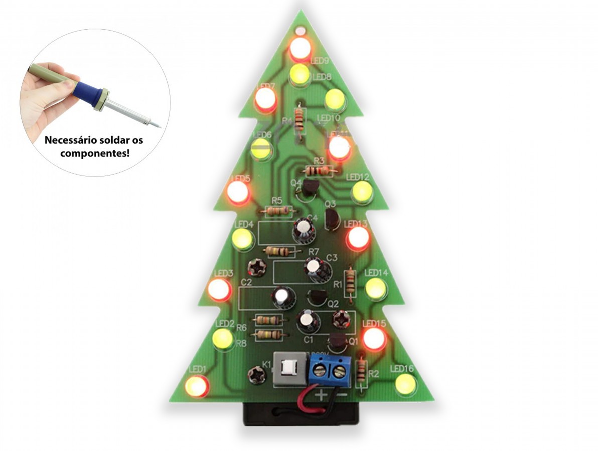 Kit Árvore de Natal Led Piscante DIY para Aprendizagem - UsinaInfo