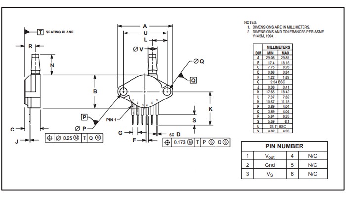 Sensor de Pressão Absoluta para Arduino - MPX5700AP
