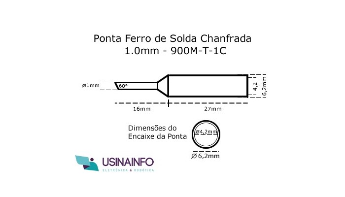 Ponta para Ferro de Solda Tipo Chanfrada - 900M T 1C