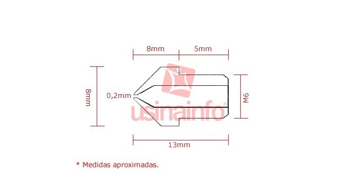 Nozzle Bico Extrusora Impressora 3D 0.2mm - [1027641]