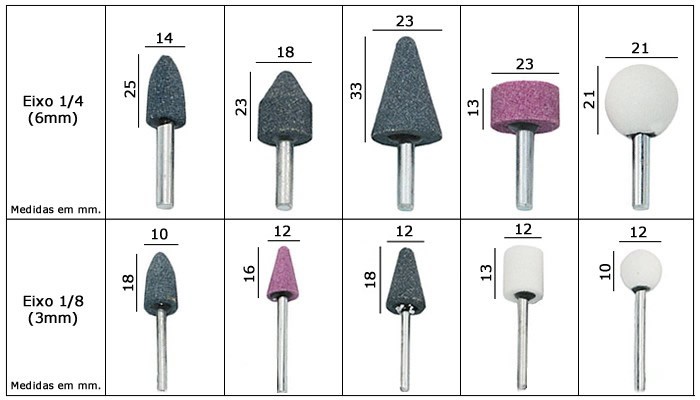 Pontas montadas (pedras de desbaste) para furadeiras elétricas - Jogo com 10 peças - [1027746]