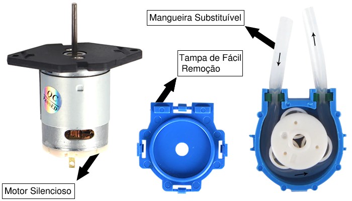 Mini Bomba de Água Peristáltica 12V NPK-DC-S10 90ml/Min