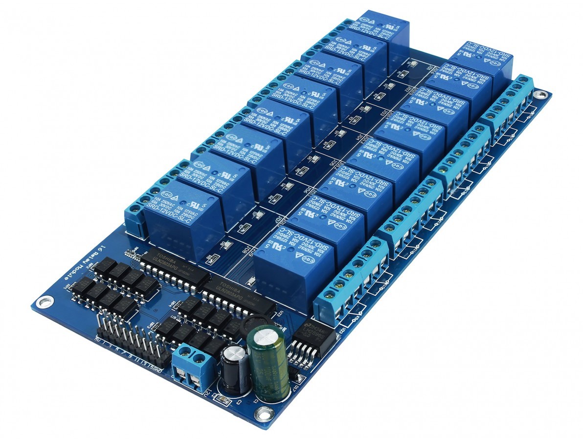 Módulo Relé 16 canais 12V com Optoacoplador para Arduino e Raspberry PI