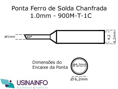 Medidas da Ponta para Ferro de Solda Tipo Chanfrada - 900M T 1C - [1028063]
