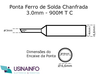 Ponta para Ferro de Solda Tipo Chanfrada 3.0mm 900M-T-C