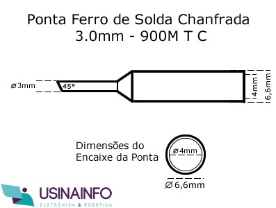 Medidas Ponta para Ferro de Solda Tipo Chanfrada 3.0mm 900M-T-C - [1028064]