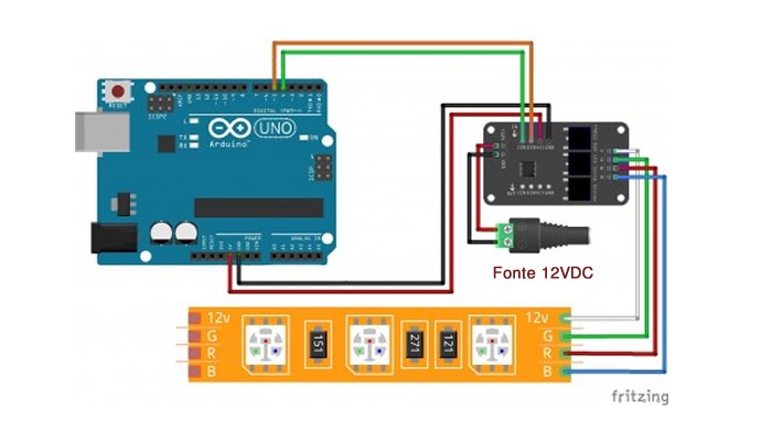Esquema de Ligação Driver Controlador RGB P9813 com Arduino - [1028074]