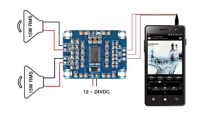 Mini Amplificador de Som TPA3110D2 Estéreo 2 Canais 15W + 15W - [1028346]