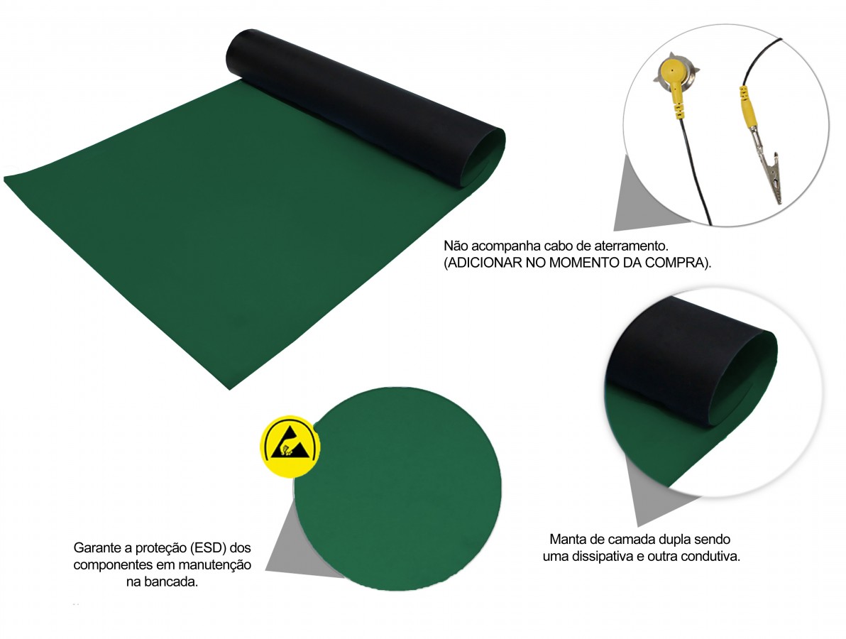Manta Antiestática ESD Verde para Bancada 0,97 x 0,6m - OUTLET- Imagem 3