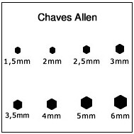 Jogo de Chaves Allen 8 Peças (1,5 a 6mm) Metálicas