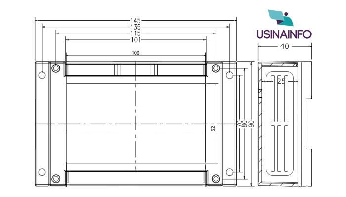 Case SZOMK com Ventilação 145x90x40mm / Gabinete para Trilho Din + Bornes - [1028712]