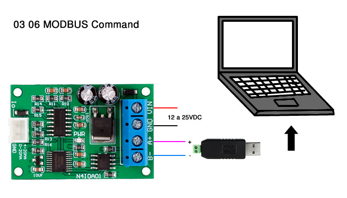 Conversor RS485 para 0-20mA 4-20mA Modbus RTU - [1029143]