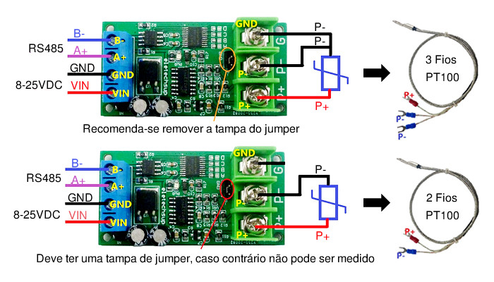 Conversor RS485 para Sensor PT100 Modbus RTU - [1029158]