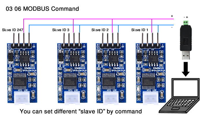 Conversor RS485 para Sensor NTC 10K Modbus RTU - [1029179]