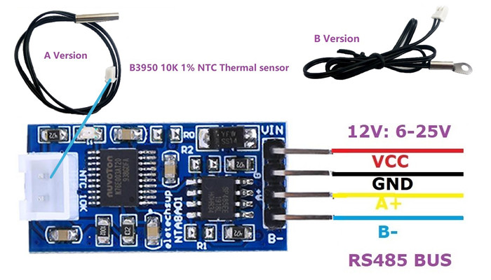 Conversor RS485 para Sensor NTC 10K Modbus RTU - [1029180]