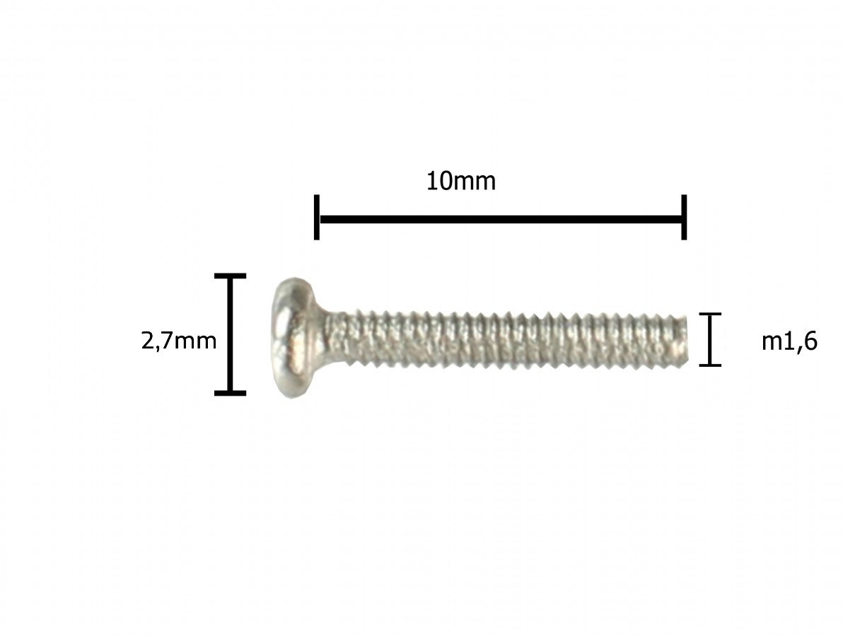 Mini Parafuso M1.6 x 10mm Metálico - Kit com 10 unidades - Usinainfo