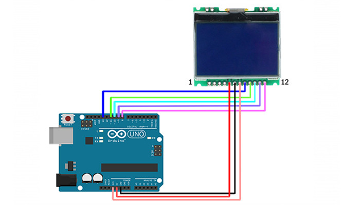 Conexão Display LCD 128x64 JLX12864G-086 SPI para Projetos - [1030004]
