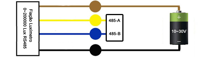 Fiação Luxímetro 0~200000 Lux RS485 Modbus-RTU Digital - [1030051]