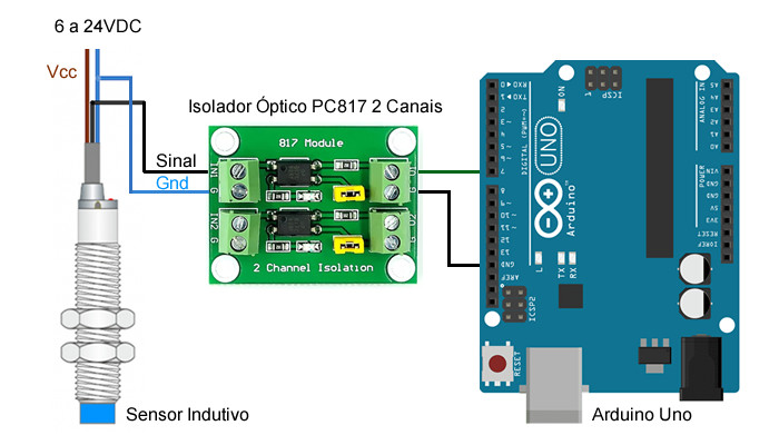 Conexão Isolador Óptico PC817 2 Canais com Arduino - [1030104]
