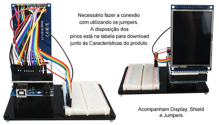 Conexão Kit TFT LCD 3.2” Touch com Mega Shield Arduino - [1030113]