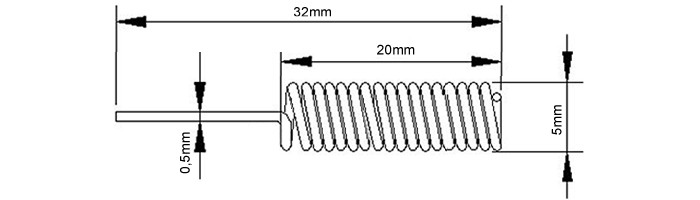 Medidas Antena Helicoidal 433Mhz Dourada - [1030133]