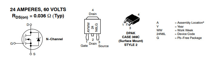 Pinagem Transistor Mosfet 24N6LG - [1030142]